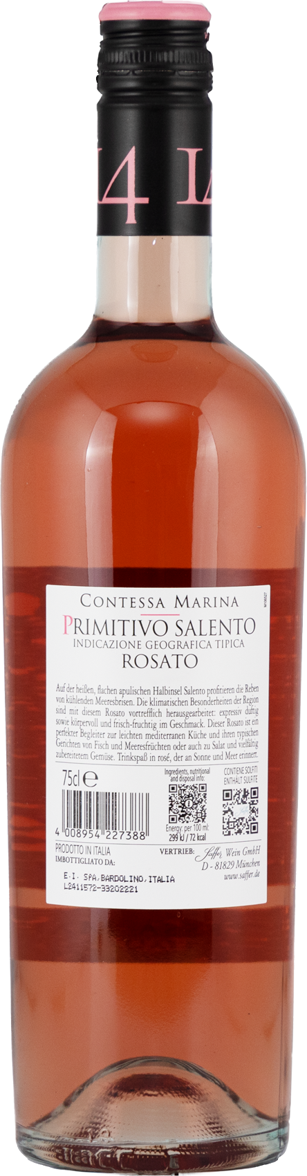 Primitivo Salento IGT Rosato 14 Contessa Marina Apulien Roséwein trocken