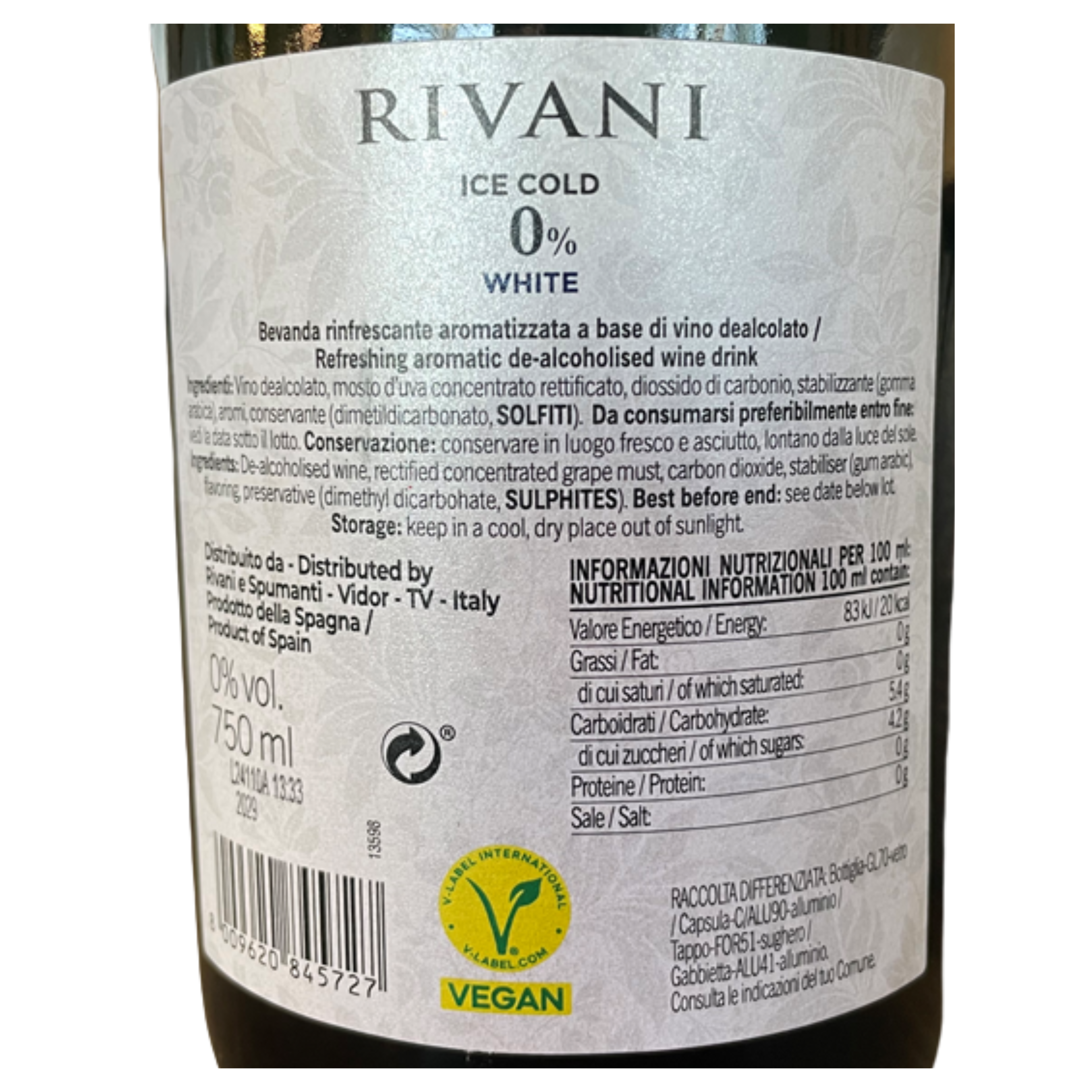 Rivani Sparkling White ZERO ALCOHOL Europa Schaumwein alkoholfrei trocken