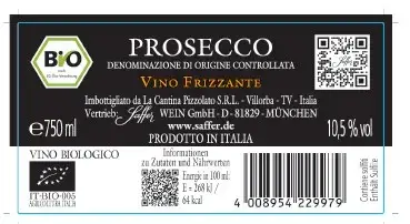 Bio-Prosecco Frizzante Treviso DOC TerrAmore Venetien Perlwein trocken
