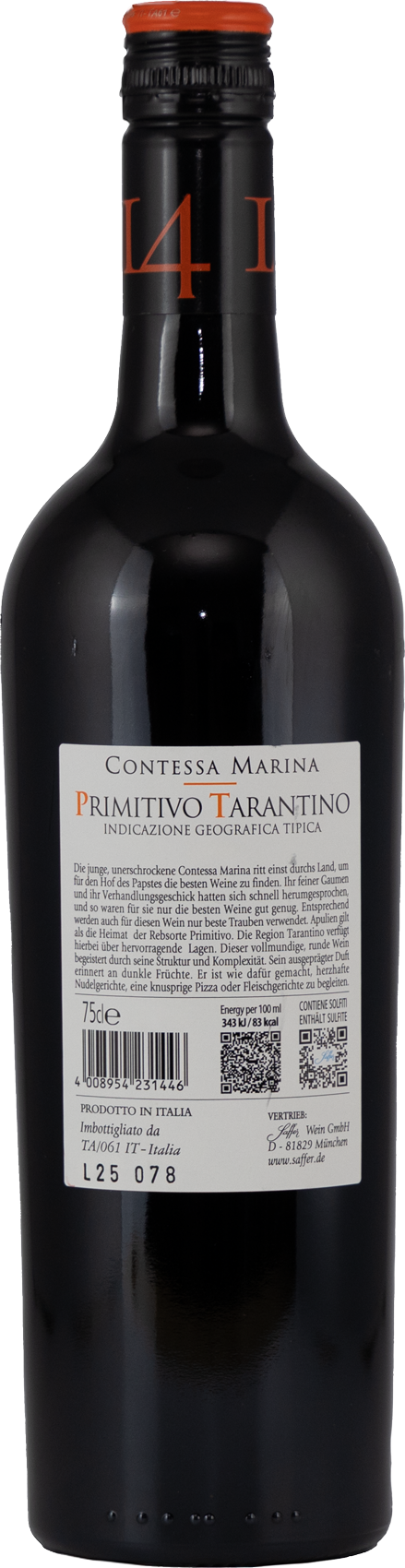 Primitivo di Marina IGT "14" Contessa Marina Rotwein halbtrocken