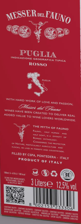Puglia Rosso IGT Messer del Fauno Bag in Box 3,0l Messer del Fauno Rotwein halbtrocken