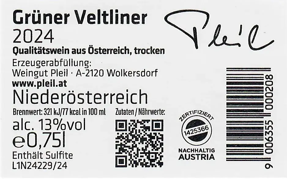 Grüner Veltliner QUW Pleil Niederösterreich Weißwein trocken