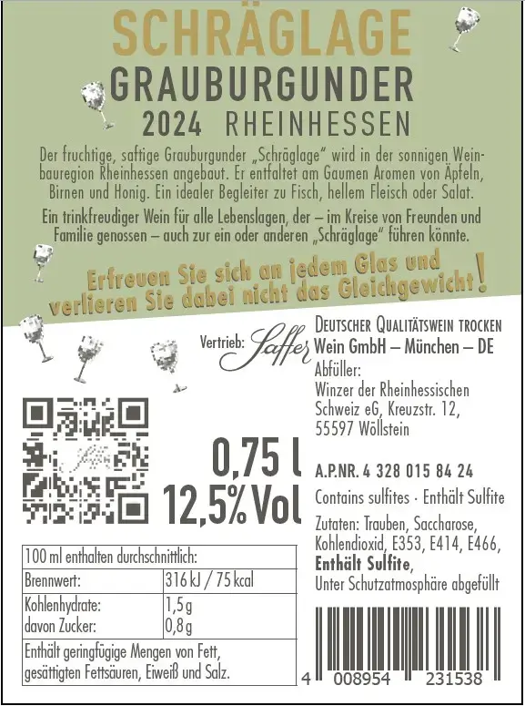Schräglage Grauburgunder QbA trocken Rheinhessen Weißwein trocken