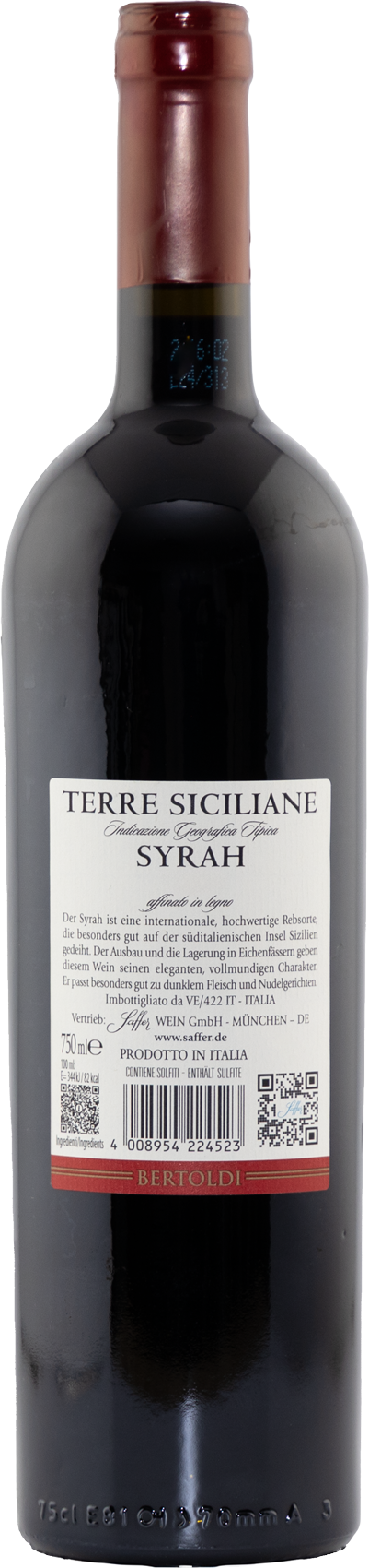 Syrah Barrique - affinato in legno Terre Siciliane  IGT Bertoldi Sizilien Rotwein trocken
