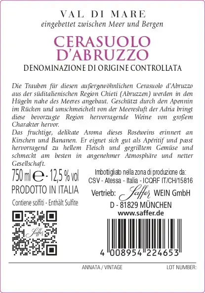 Cerasuolo d´Abruzzo DOC Val di Mare Spinelli Abruzzen Roséwein trocken