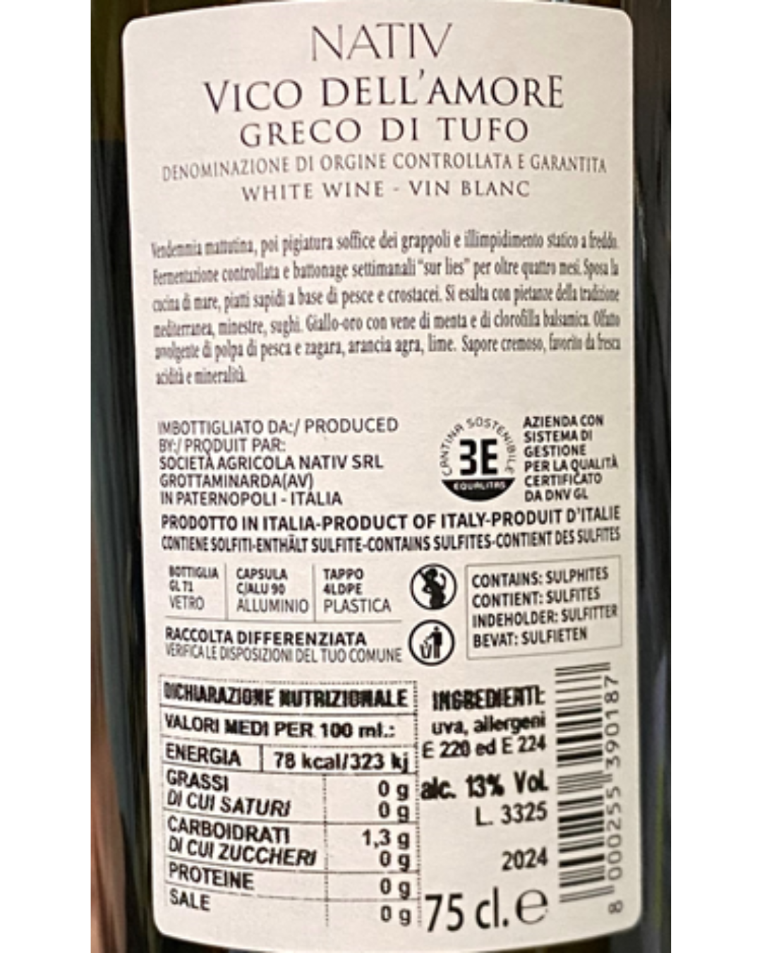 Greco di Tufo DOCG Vico dell´amore Kampanien Weißwein trocken