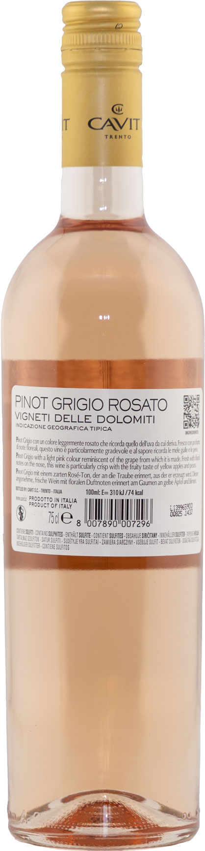 Pinot Grigio Rosato IGT delle Dolomiti Mastri Vernacoli Cavit Trentin Roséwein trocken