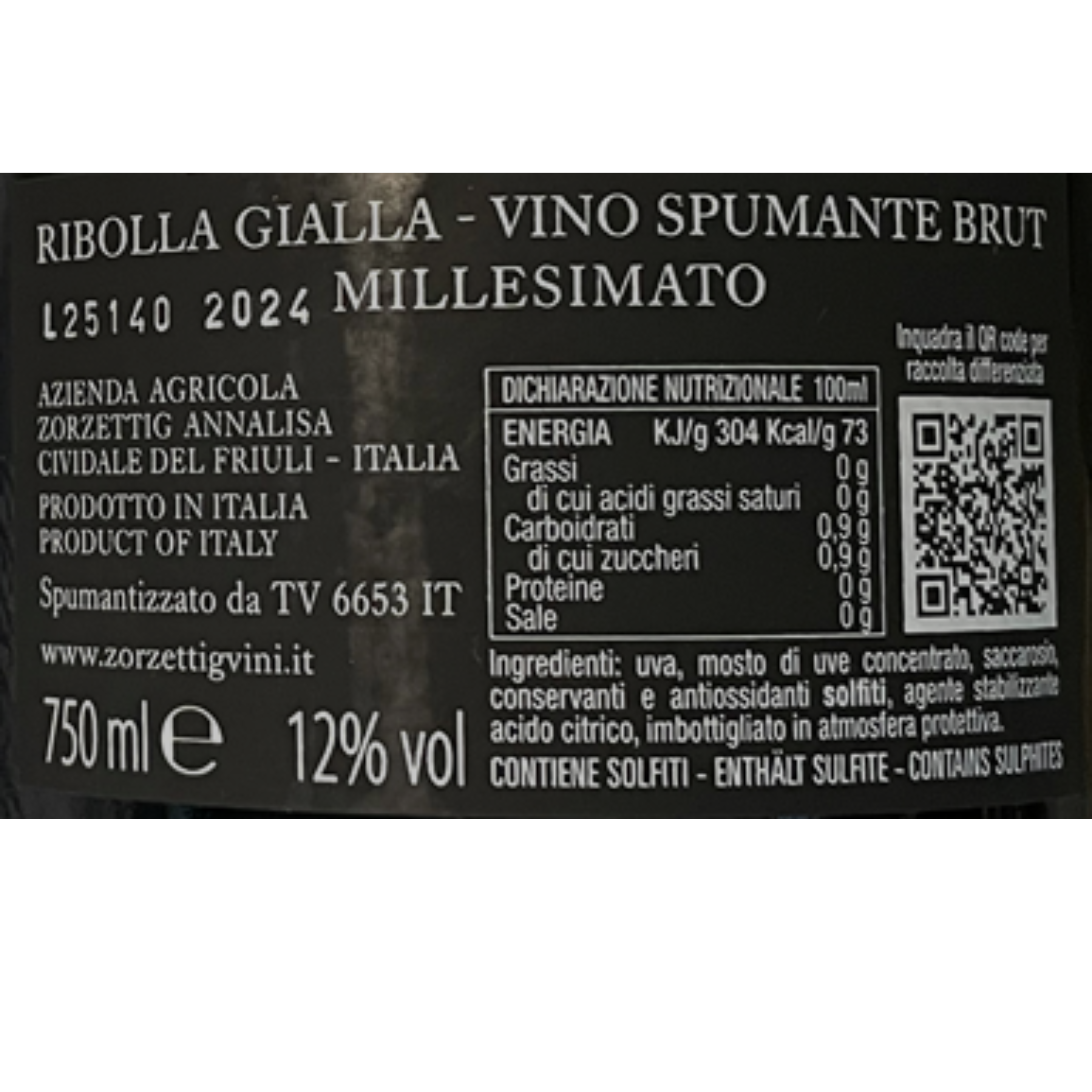 "Optimum" Brut Ribolla Gialla Spumante Zorzettig Friaul Italien Schaumwein trocken