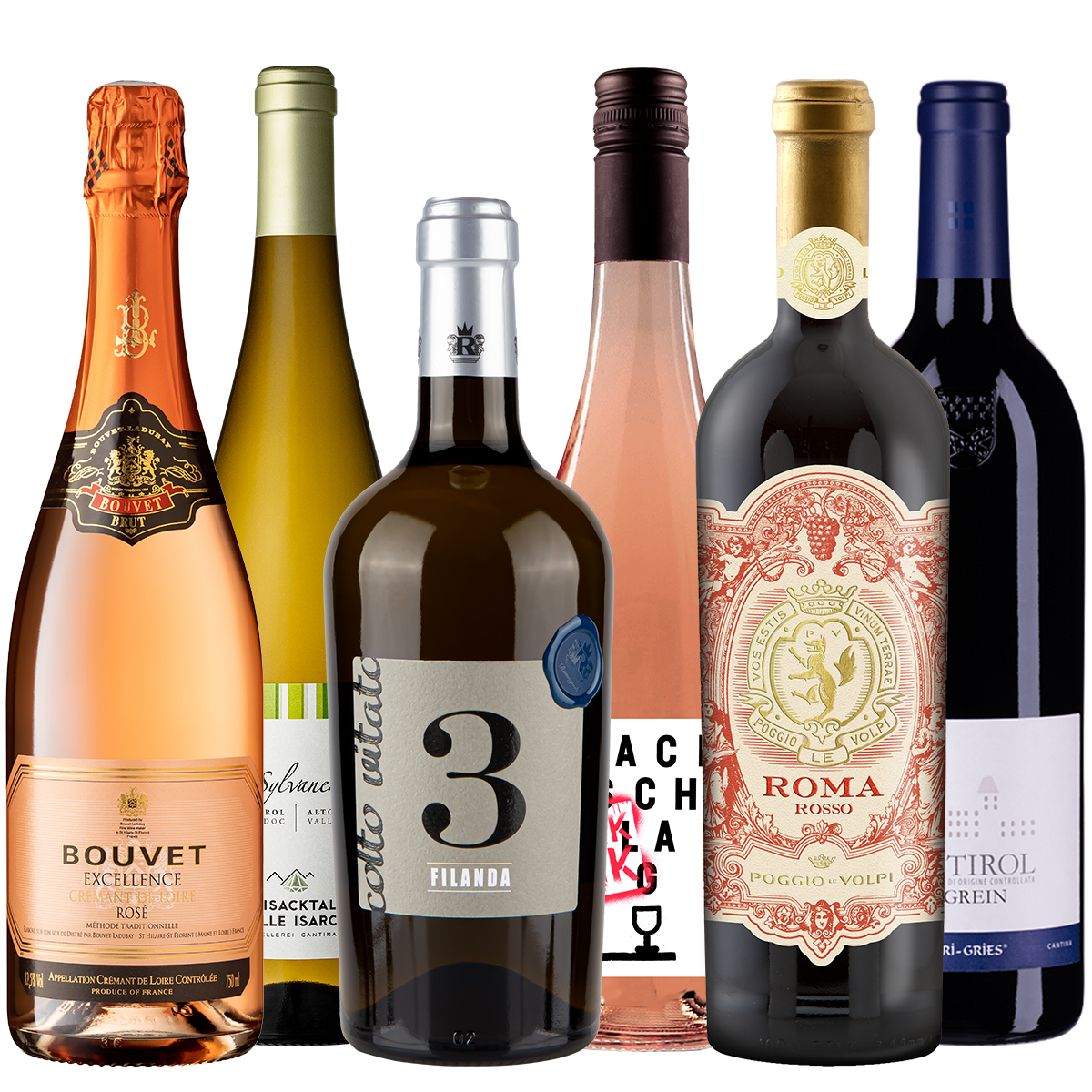 Probierpaket "Weinreise für Entdecker" – Crémant, Pecorino & Lagrein probieren