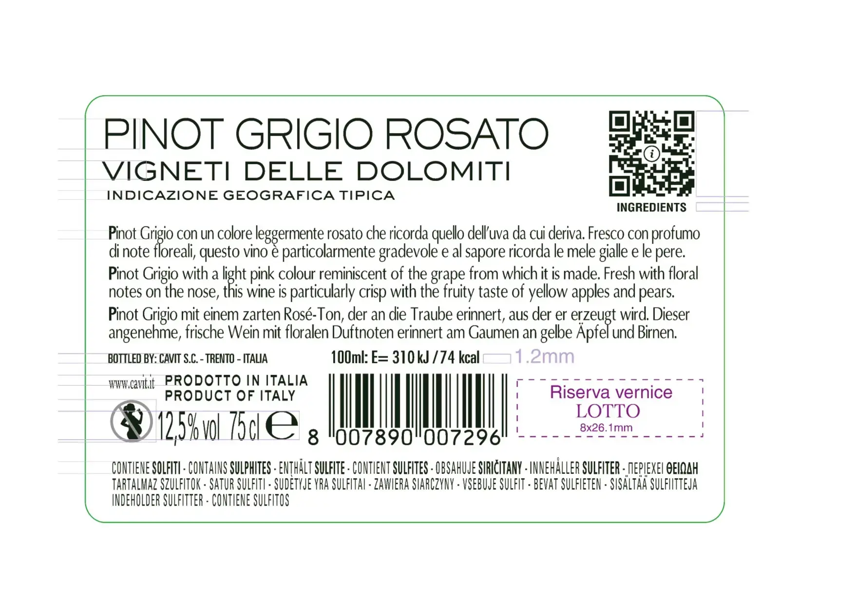 Pinot Grigio Rosato IGT delle Dolomiti Mastri Vernacoli Cavit Trentin Roséwein trocken