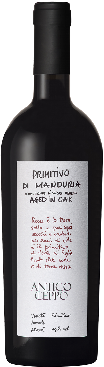 Primitivo di Manduria DOP aged in oak Antico Ceppo Masca del Tacco Apulien Rotwein trocken
