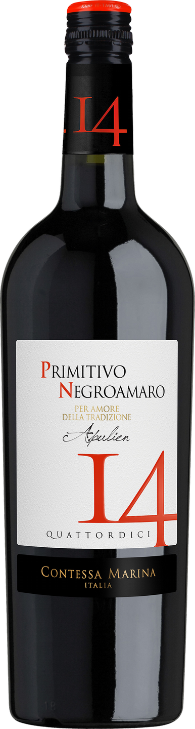 Primitivo Negroamaro Puglia IGT "14" Contessa Marina Apulien Rotwein halbtrocken