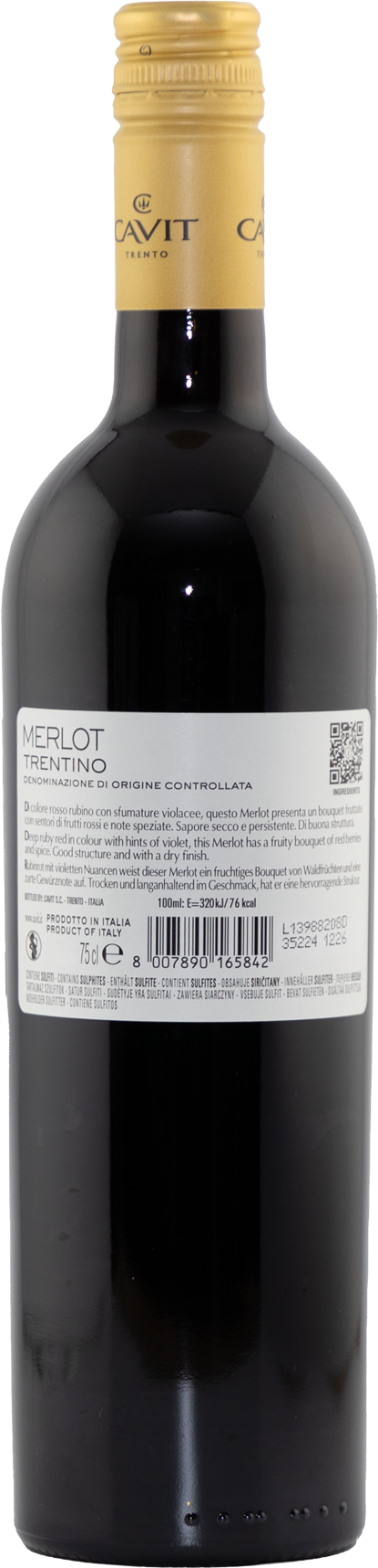 Merlot Trentino DOC Mastri Vernacoli Cavit Trentin Rotwein trocken